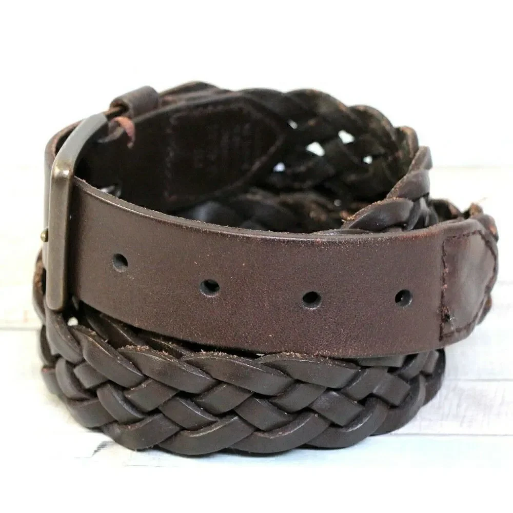CLASSIC BRAIDED BROWN GENUINE LEATHER 1.25